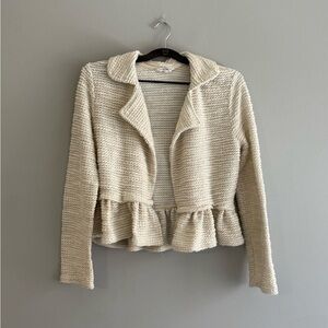 BB Dakota Cream Knit Peplum Cardigan